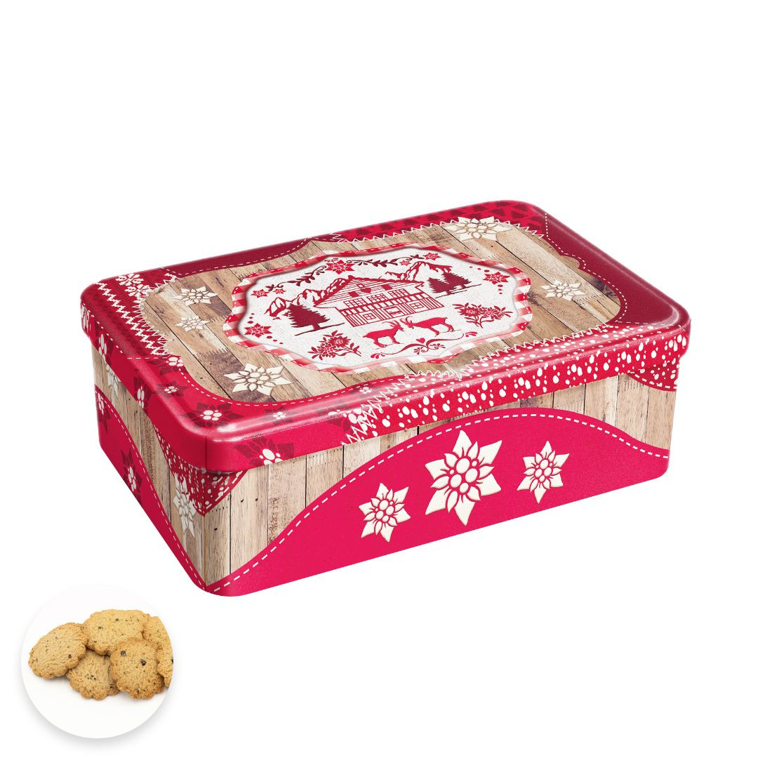 Achat Boîte sucre patchwork chalet collection cœur rouge sablés au beurre des Alpes à la myrtille en ligne 1 