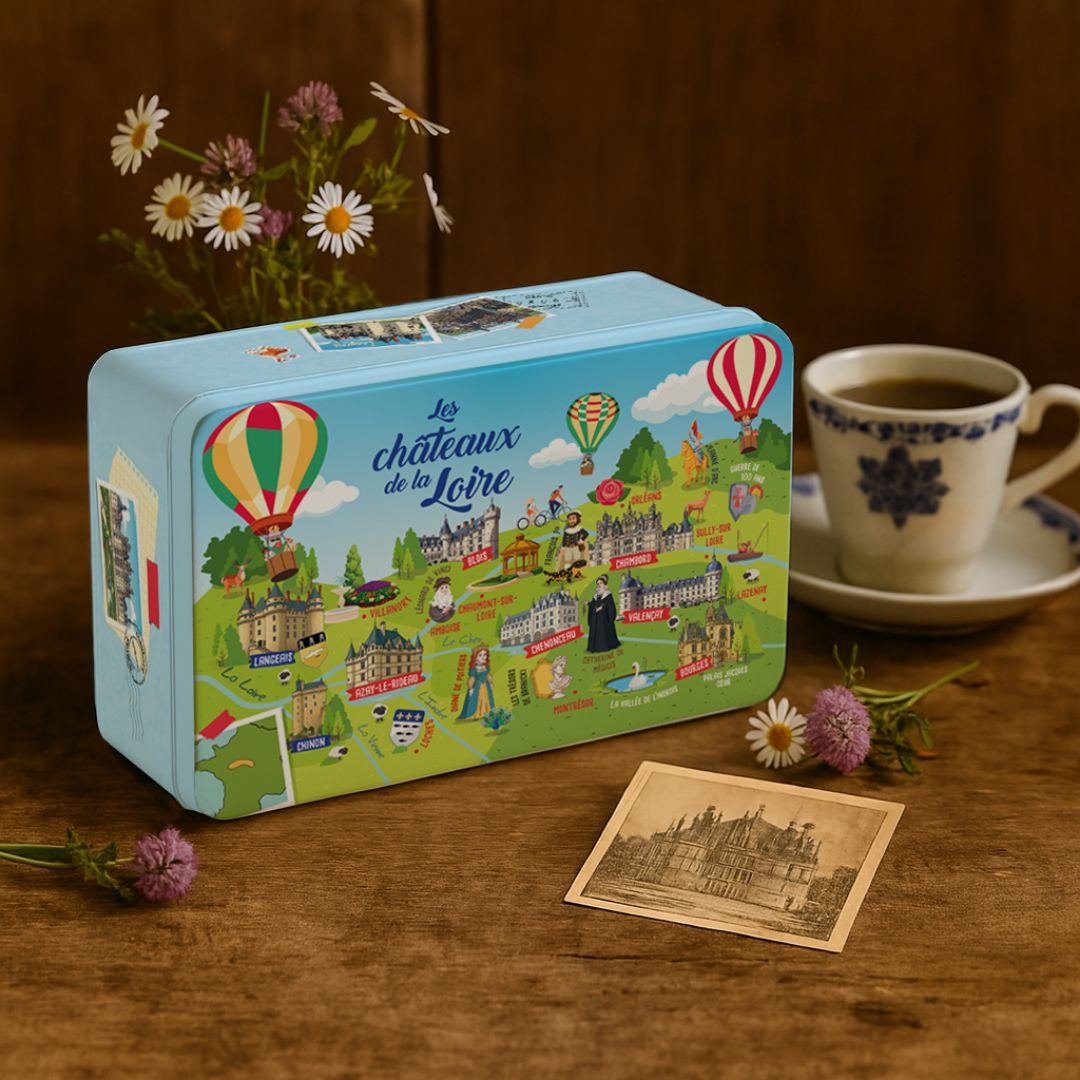 Achat Boîte sucre multivues Carte Châteaux de la Loire assortiment palets et galettes en ligne 3 