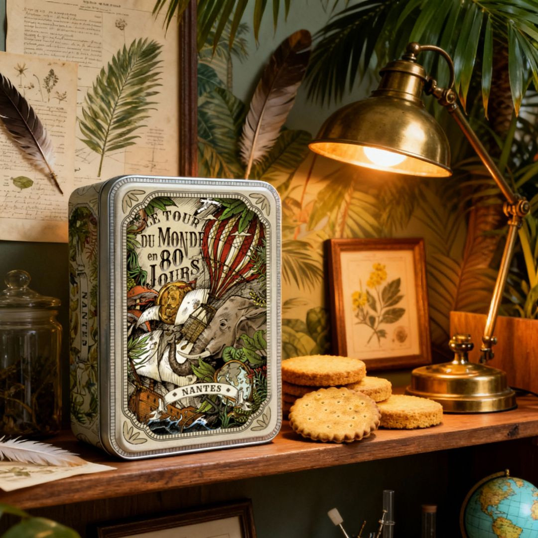 Achat Boite sucre Tour du monde en 80 jours Geoffrey Berniolle assortiment palets et galettes en ligne 1 