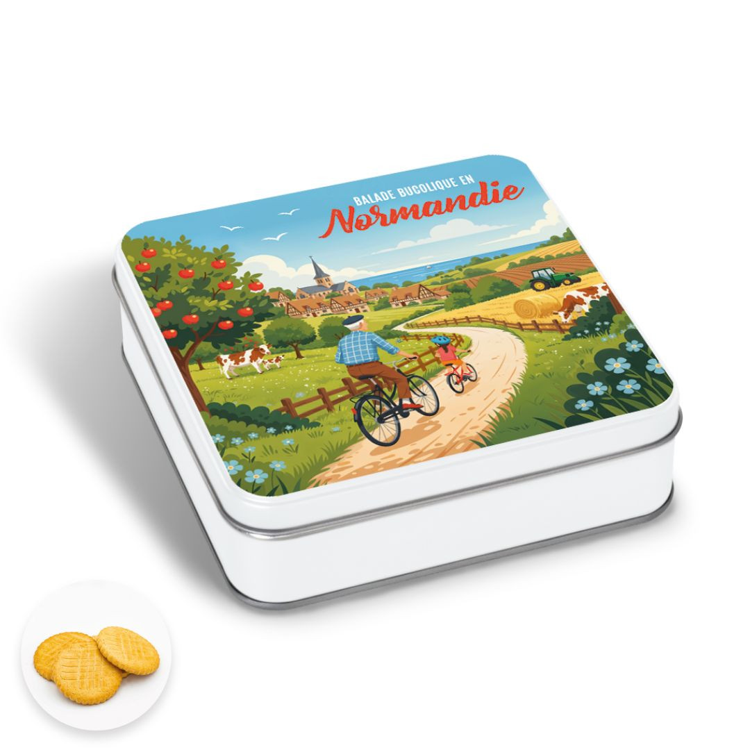 Achat Boîte carrée impression polaroid Normandie et sa carte postale sablés normands en ligne 1 