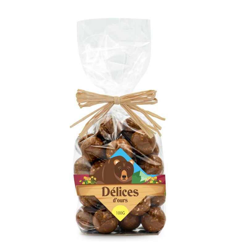 Sachet délices des ours, billes croustillantes chocolat lait crêpes dentelles