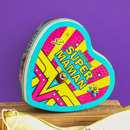 Boîte coeur Super Maman bonbons caramel à la crème
