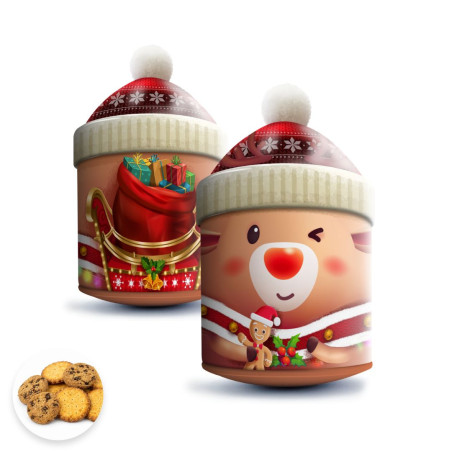Boite culbuto Renne mini cookies et galettes natures pur beurre