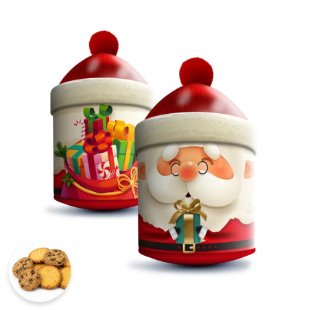 Boite culbuto Père Noël mini cookies et galettes natures pur beurre