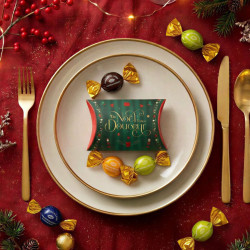 Etui carton Noël douceur garni d'un mix de papillotes chocolat 40g