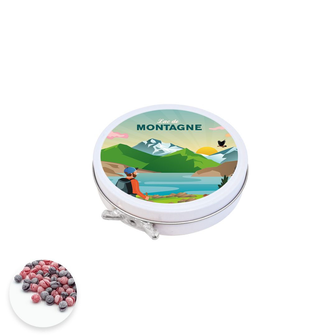 Achat Boîte cirage randonneur lac de montagne bonbons myrtille framboise en ligne 1 
